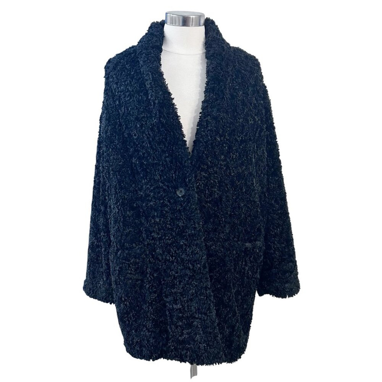 Aritzia Wilfred Free Grete Faux Fur Coat Black Plush Teddy Jacket L
